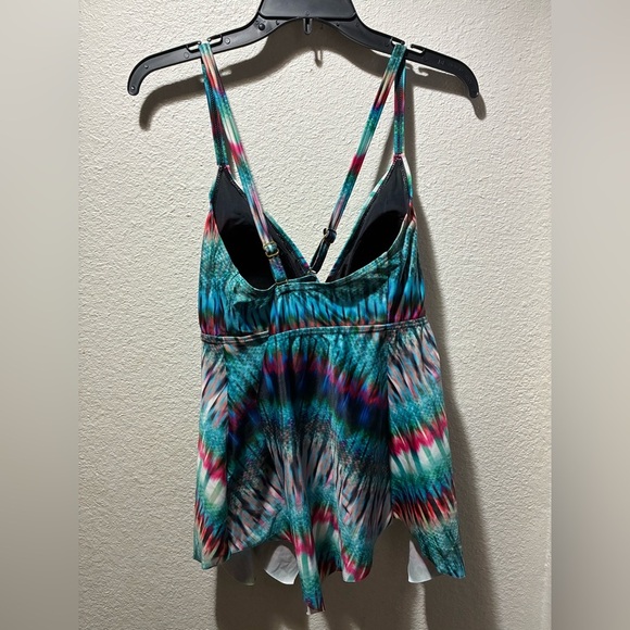 Swimsuits For All Tropiculture Women’s Multicolor V-Neck Flowy Tankini Top 16 - Picture 5 of 16